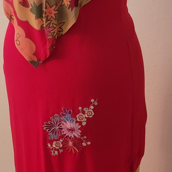 RARE Vintage Y2K Sue Wong Red Floral Halter Dress - Picture 3 of 6